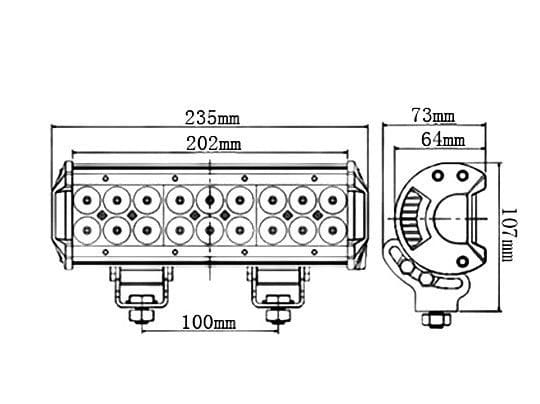 LED Bar Auto Offroad 54W/12V-24V, 4590 Lumeni, 9"/23 cm, Spot Beam 12 Grade - imagine 3