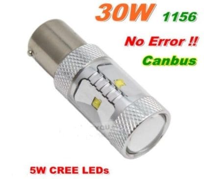 Led 12V auto Galben 30W BAU15S 12V-24V Canbus cu leduri CREE, leduri auto interior / exterior, led pozitie, semnalizare, marsarier, stopuri / frana…