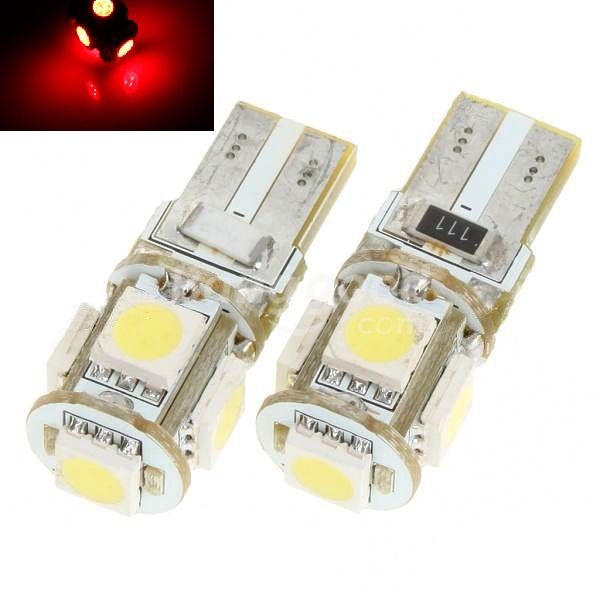Led auto ROSU T10 5 SMD Canbus W5W