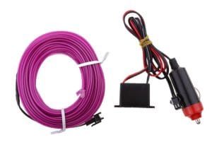 Fir neon auto electroluminiscent El Wire 2m cu lumina Mov / Violet cu droser si mufa bricheta HID