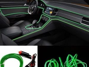Fir neon auto electroluminiscent El Wire 2m cu lumina Verde cu droser si mufa bricheta HID