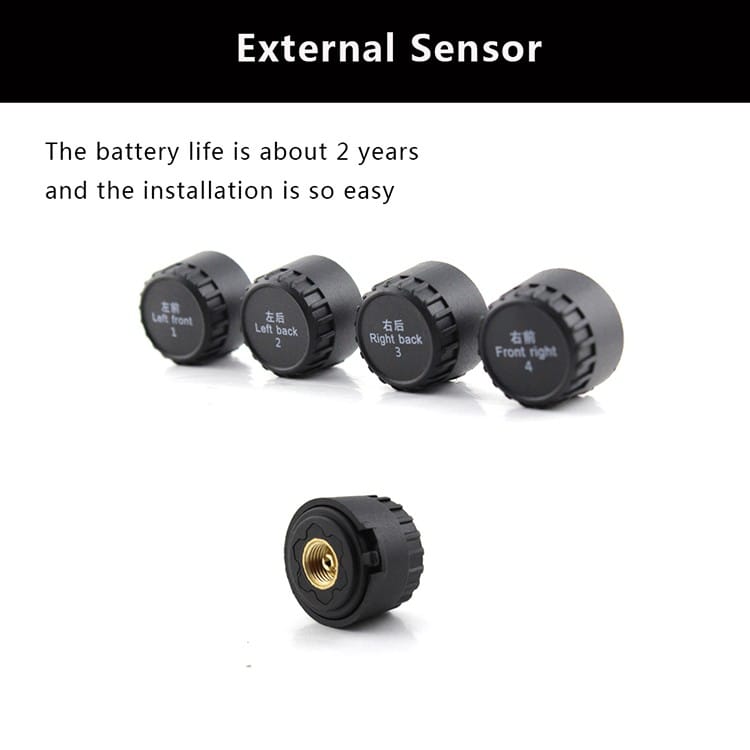 Sistem 4 senzori monitorizare presiune pneuri TPMS cu LCD si incarcare solara PREMIUM