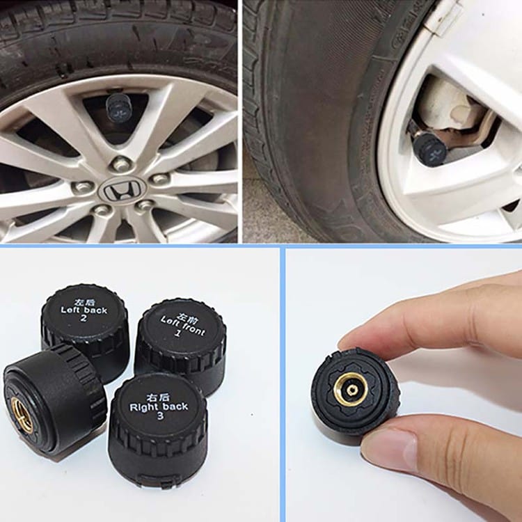 Sistem 4 senzori monitorizare presiune pneuri TPMS cu LCD si incarcare solara PREMIUM