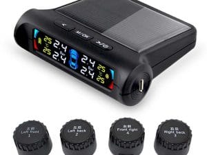 Sistem 4 senzori monitorizare presiune pneuri TPMS cu LCD si incarcare solara PREMIUM