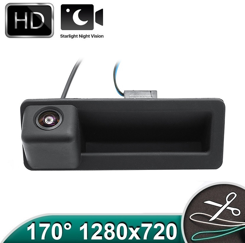 Camera marsarier HD, unghi 170 grade, cu StarLight Night Vision pentru E39, E60, E90, E70 pe manerul de portbagaj PREMIUM