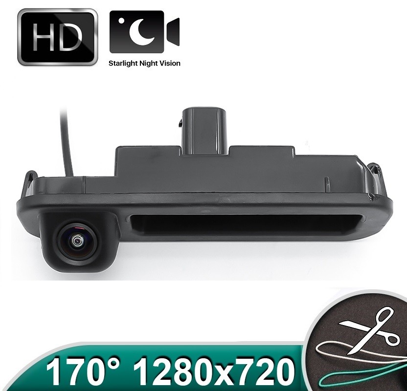 Camera marsarier HD, unghi 170 grade cu StarLight Night Vision FORD FOCUS 3 Hatchback/Break pe manerul de la hayon PREMIUM