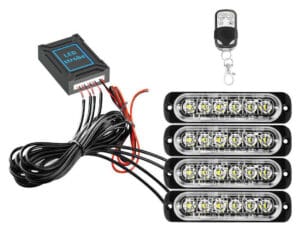 Kit 4 stroboscoape portocalii 12/24V cu telecomanda wireless - WL-52026E-4