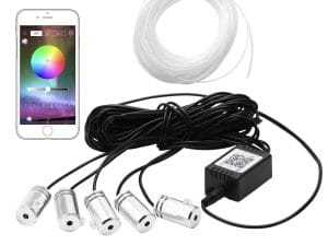 Kit Lumini Ambientale Auto 6 metri cu 5 canale, fir neon RGB cu Aplicatie Telefon Bluetooth, 12V AL-5LC6M