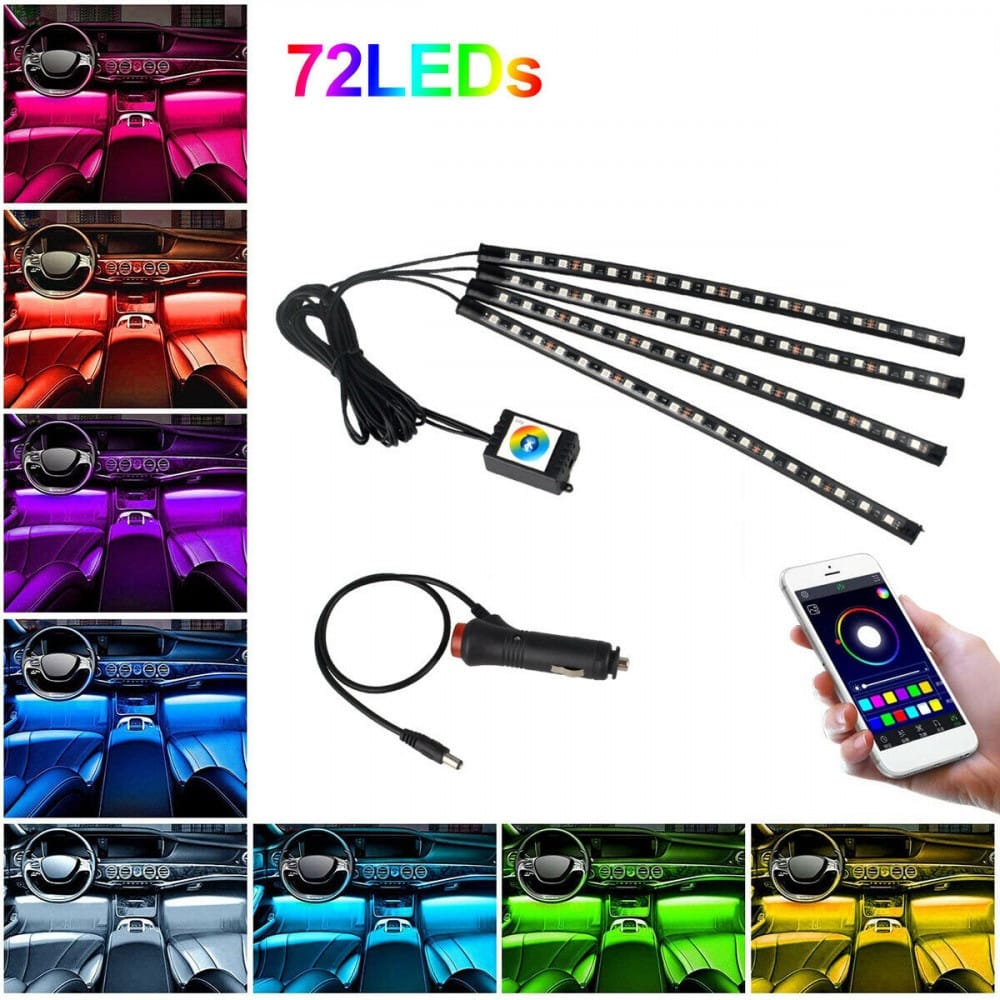 Kit 4 Lumini Ambientale RGB cu Aplicatie Telefon Bluetooth, 12V, 18 LED, 32 cm LAL-18