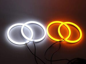 Kit Angel Eyes LED COTTON cu semnalizare pentru BMW E46 Coupe/Cabrio cu Facelift (2003 - 2006), far cu lupa 4x106mm
