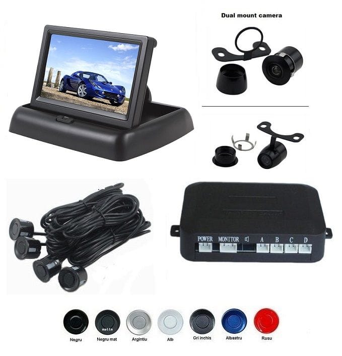 Senzori parcare cu camera video si display LCD de 4.3" pliabil S612-P