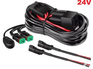 Cablaj cu buton si releu 24V pentru 2 proiectoare led/led bar pana la 288W - CAB04